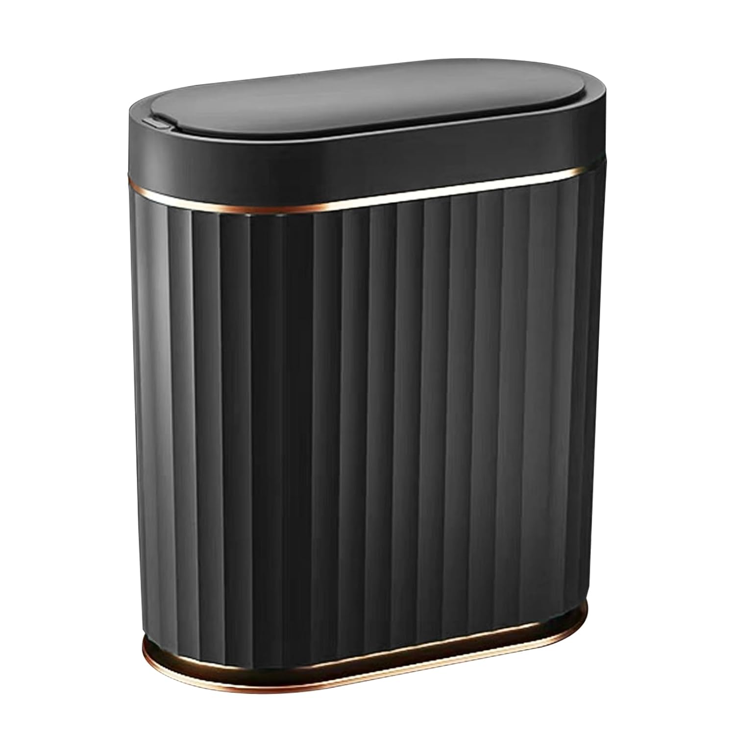 black bathroom trash can with lid elpehco 2 gallon sensor trash bin, automatic narrow garbage can, waterproof smart trash can, slim motion sensor waste bins for bathroom, living room, office