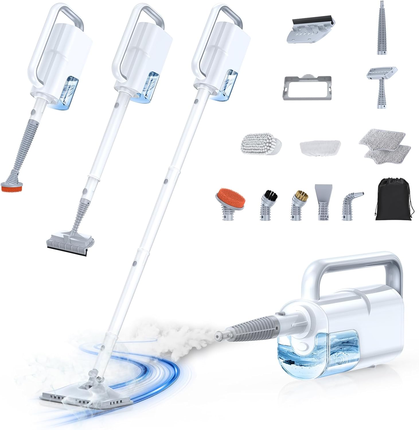labigo 10 in 1 steam mop with detachable handheld steamer, 350ml tank, 10s heat up, 248°f steam cleaner, 3 level control and swivel head for floors, carpets, tiles, bbq grill and multi surface